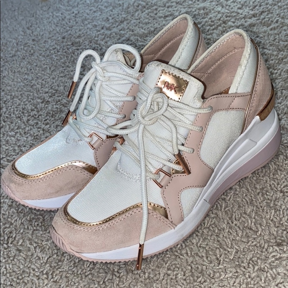 rose gold michael kors trainers